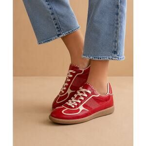 Oasis Society SZ 8.5 The Dalia Lace-Up Sneaker Color Cherry Retro Vegan NEW